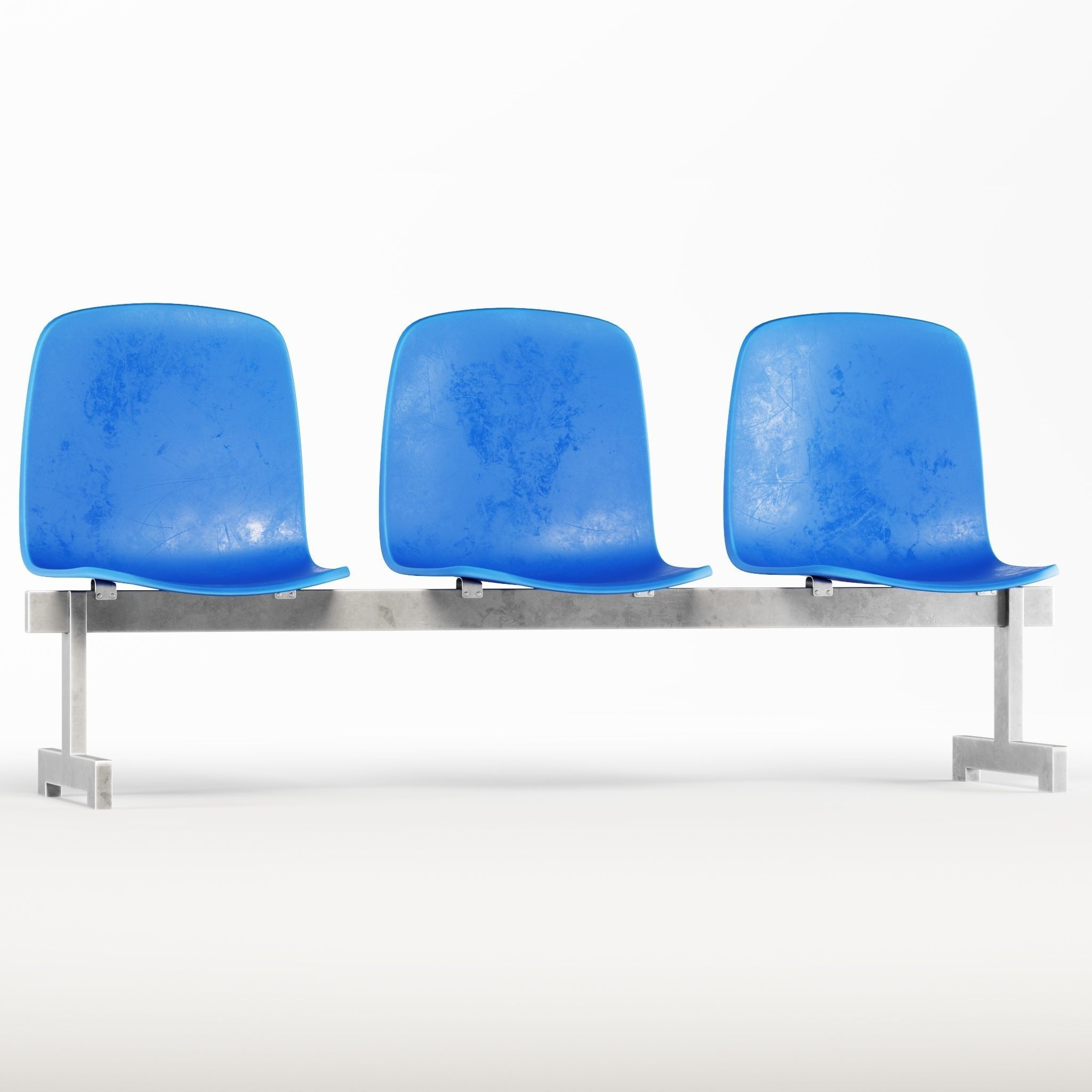 Chair01 three plastic seats Free 3D model_2