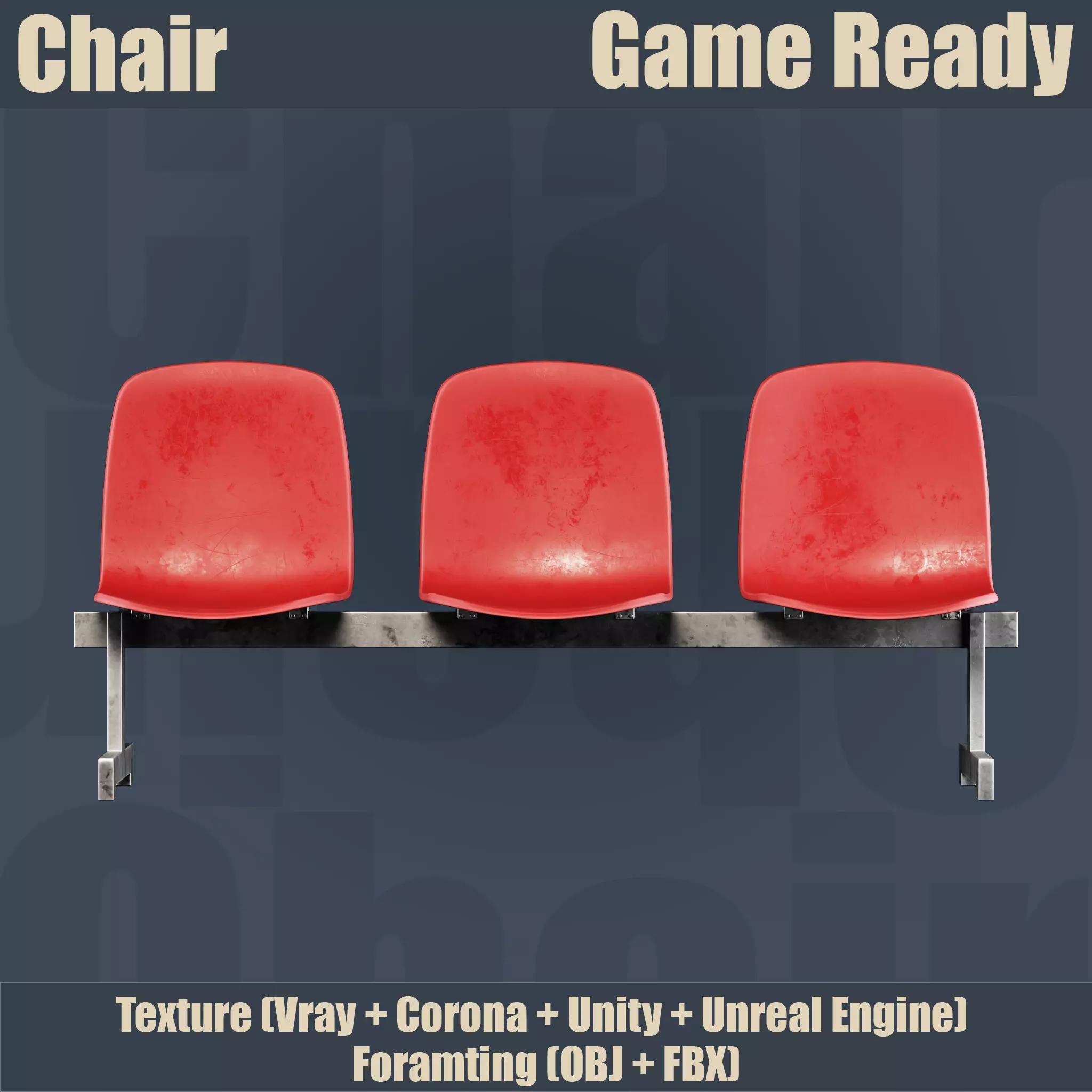 Chair01 three plastic seats Free 3D model_0