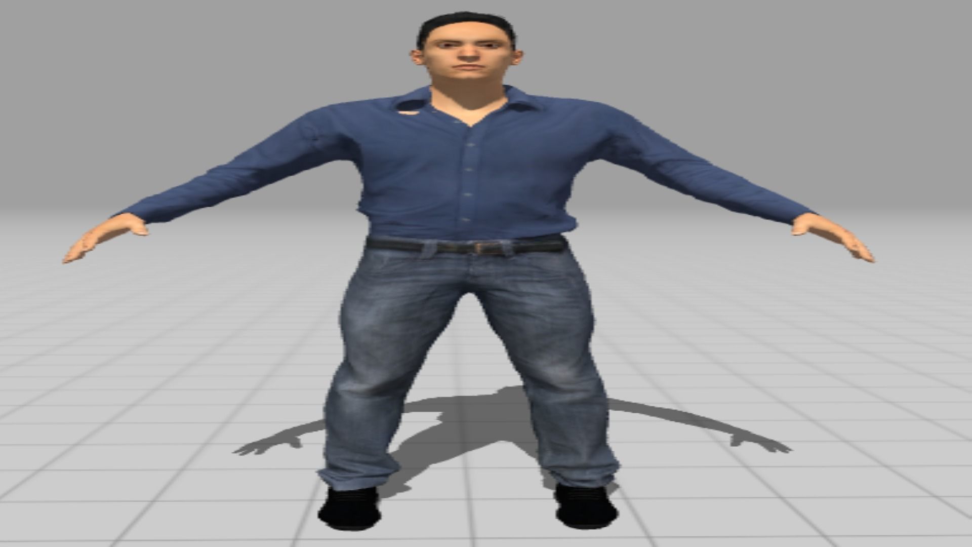 human man in jeans and shirt Low-poly 3D model_3