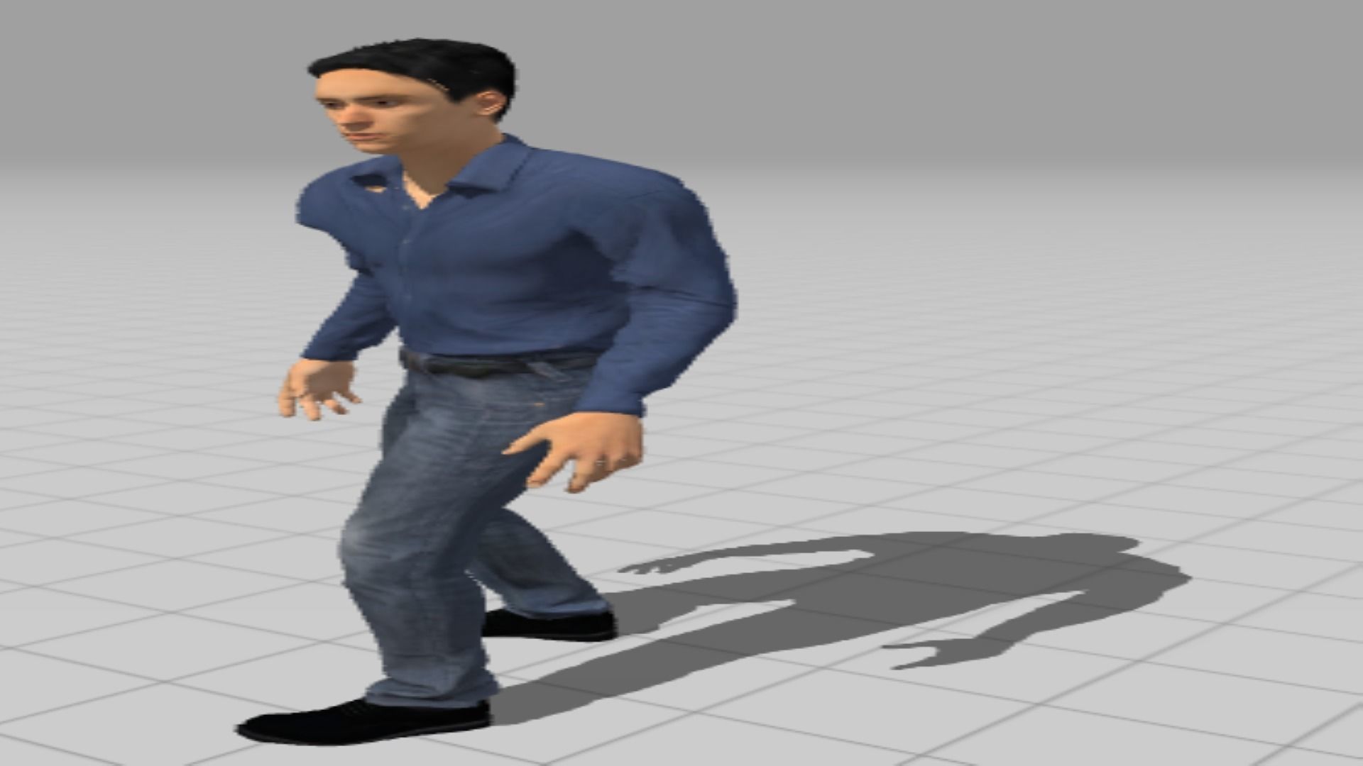 human man in jeans and shirt Low-poly 3D model_2