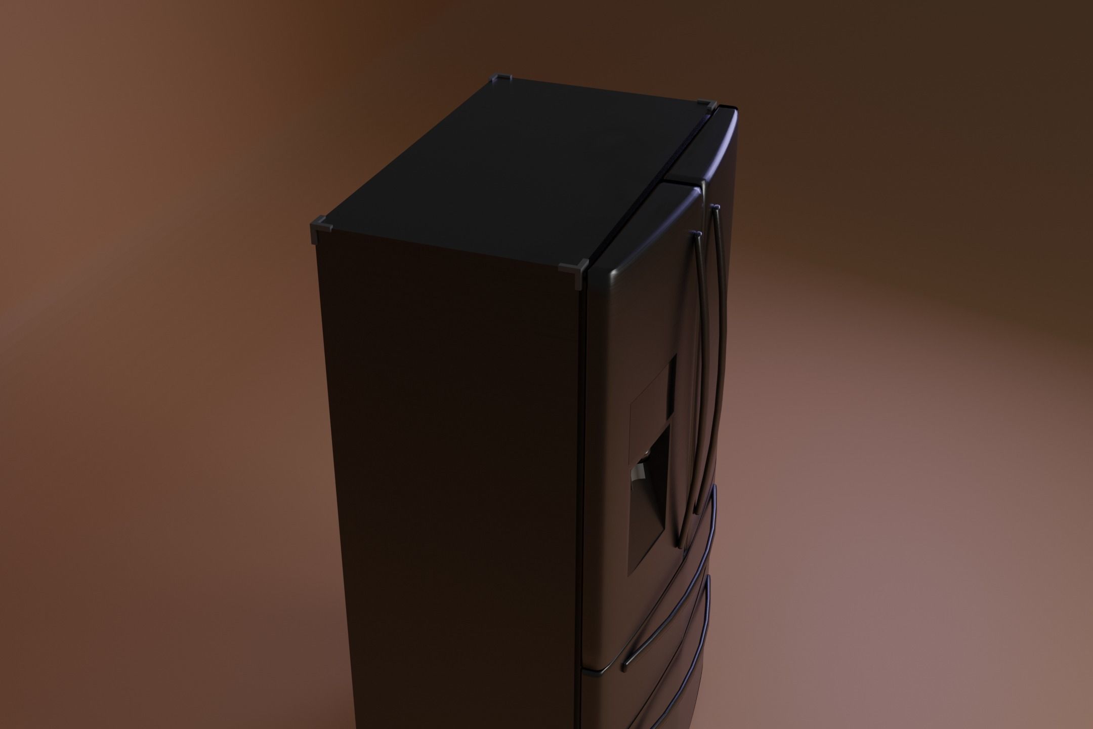 French Door Refrigerator Low-poly 3D model_2