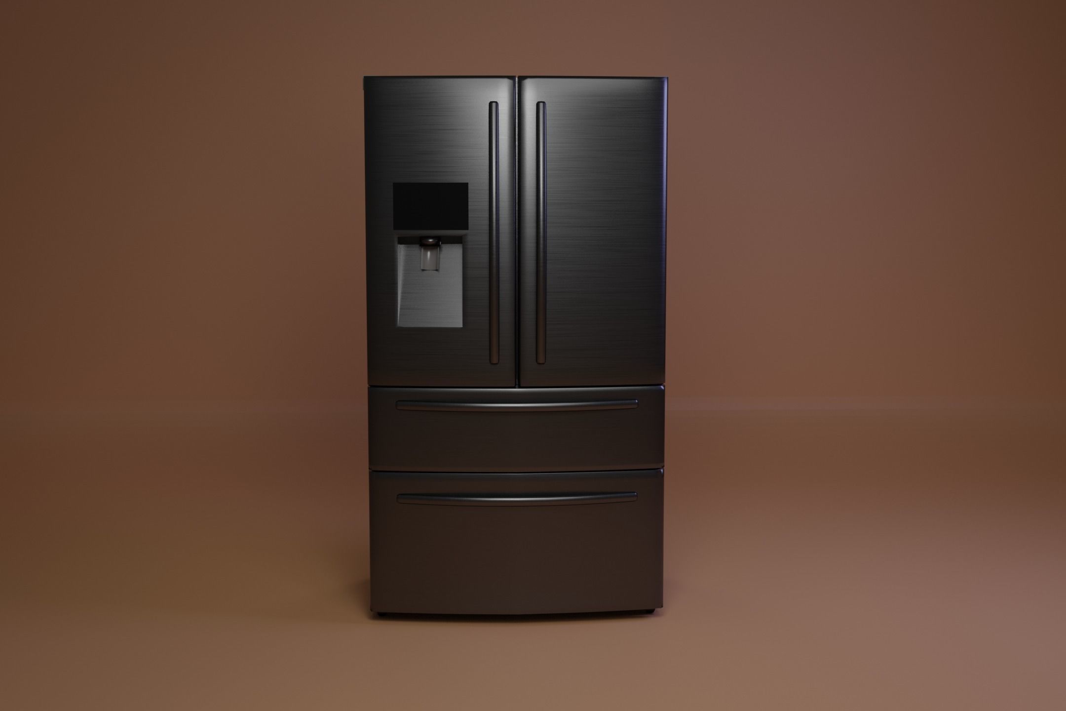 French Door Refrigerator Low-poly 3D model_1