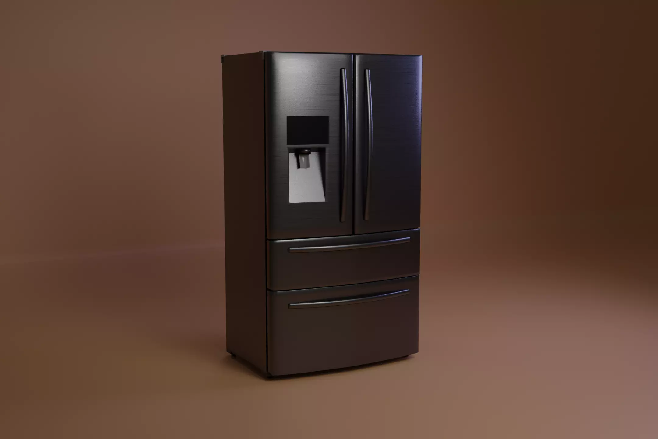 French Door Refrigerator Low-poly 3D model_0