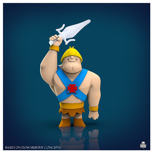 heman stylized cartoon miniature 3D print model