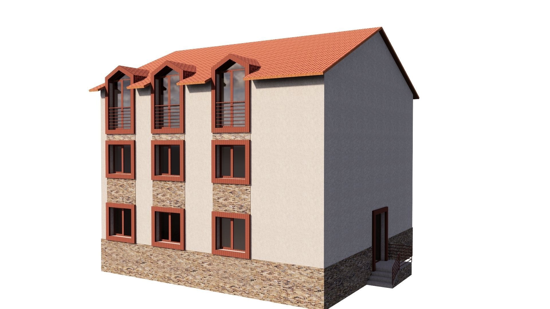 HOUSE 80 Low-poly 3D model_4