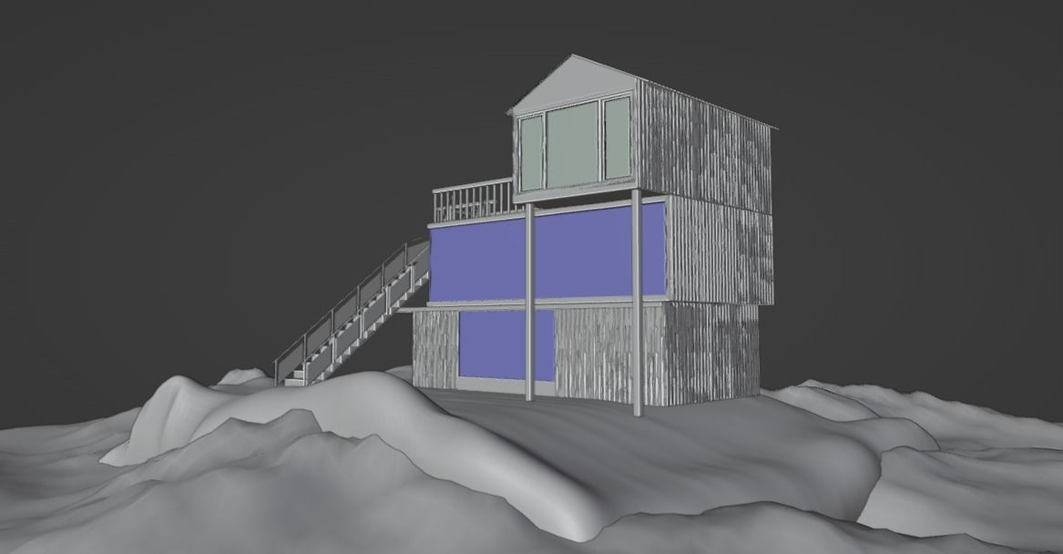 Modern Ship Container House with Outside Stair and Glass Design Low-poly 3D model_5