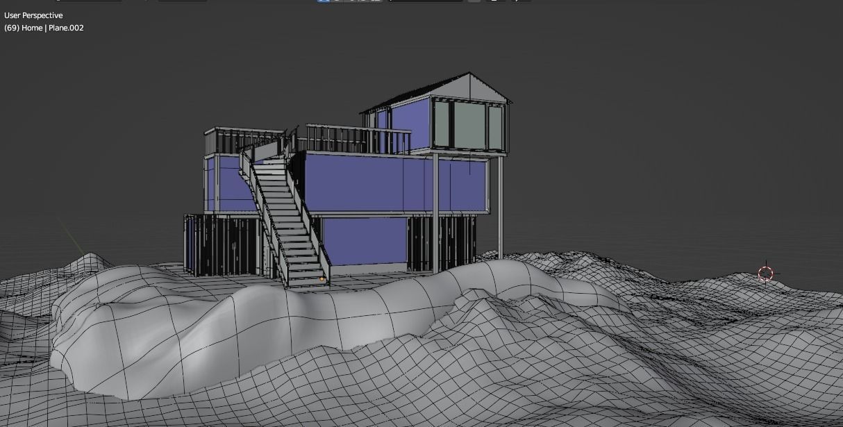 Modern Ship Container House with Outside Stair and Glass Design Low-poly 3D model_6