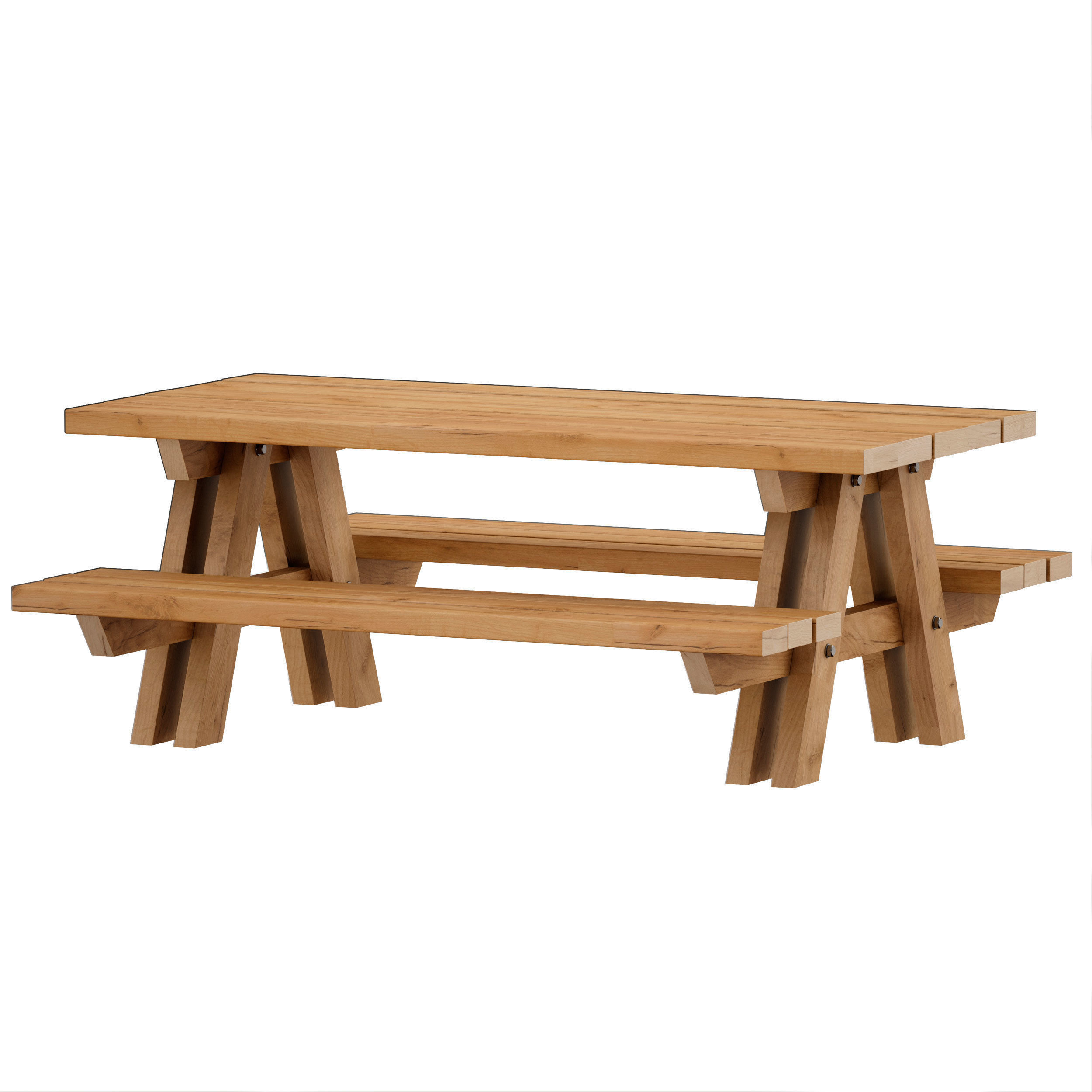 Outdoor Wooden Picnic Table 3D model_5