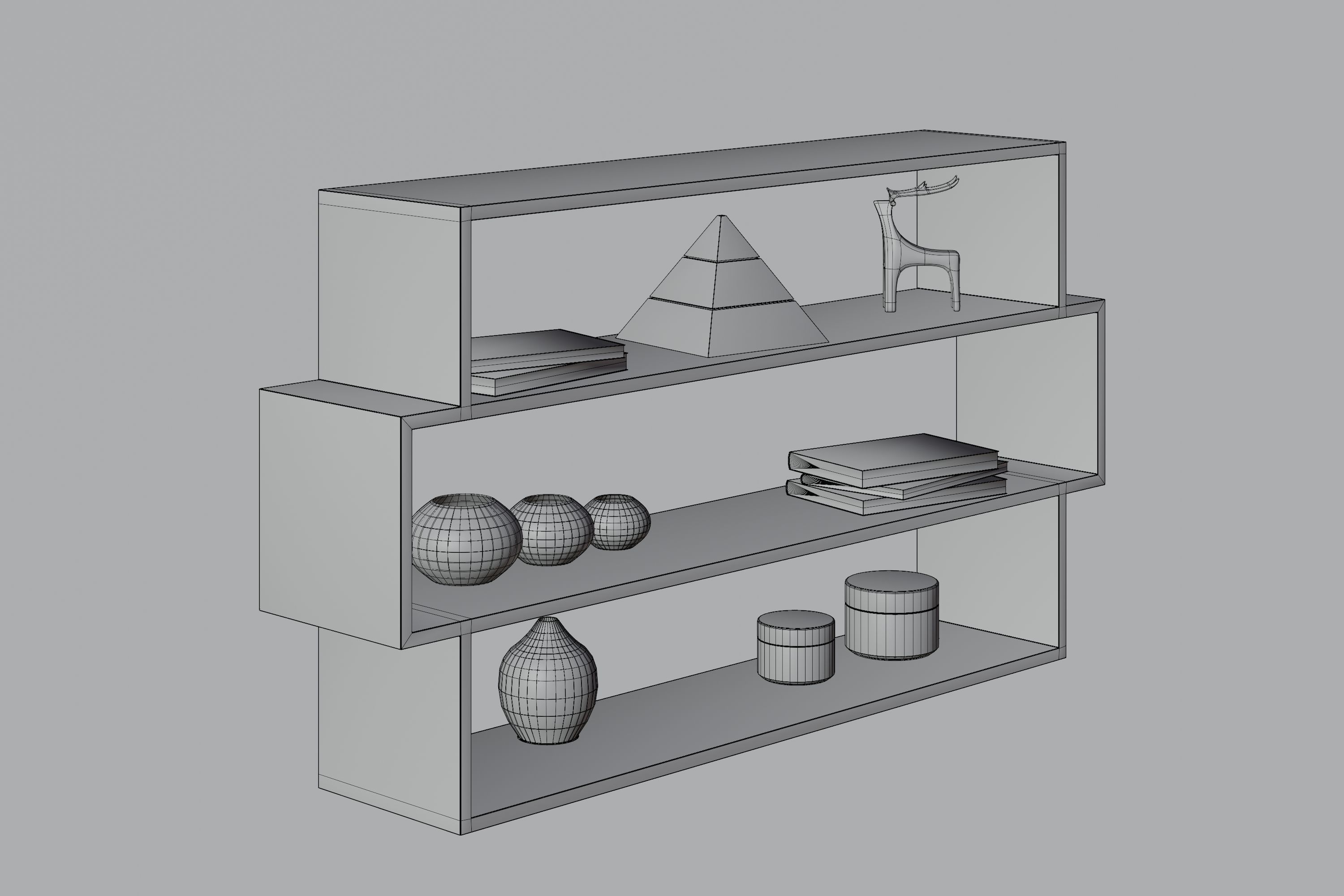 Modern Decorative Shelves Low-poly 3D model_12