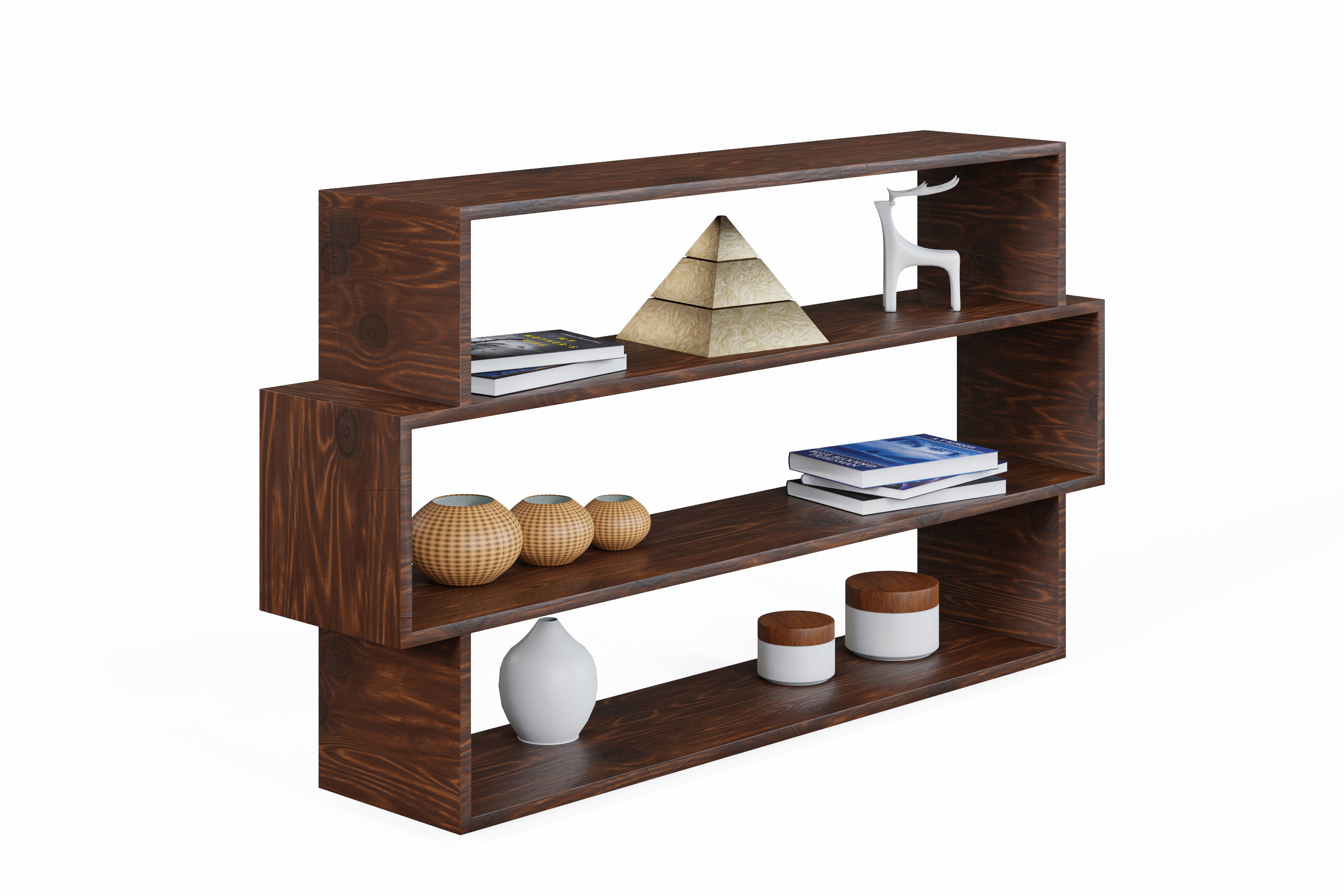 Modern Decorative Shelves Low-poly 3D model_11