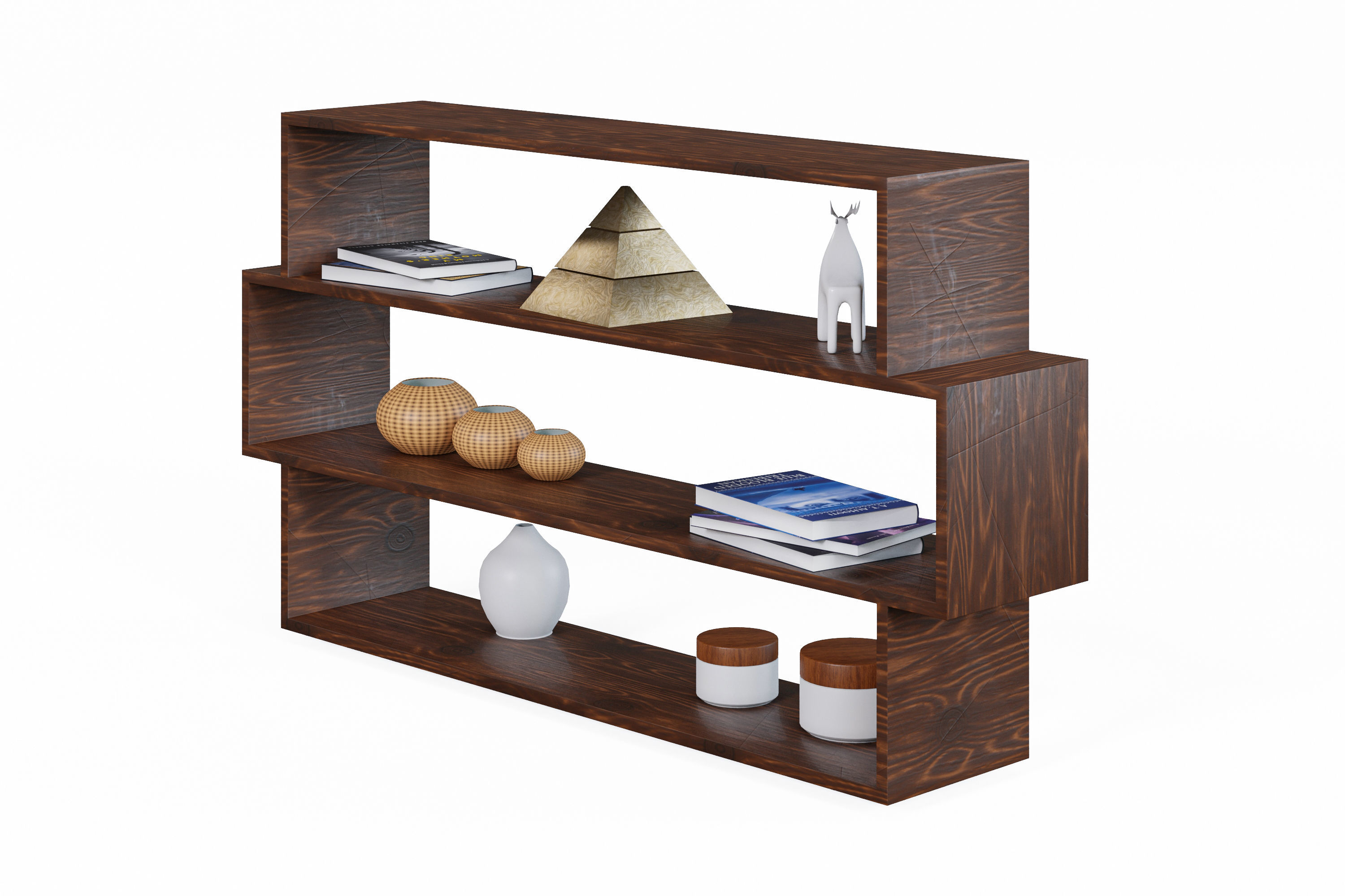 Modern Decorative Shelves Low-poly 3D model_7