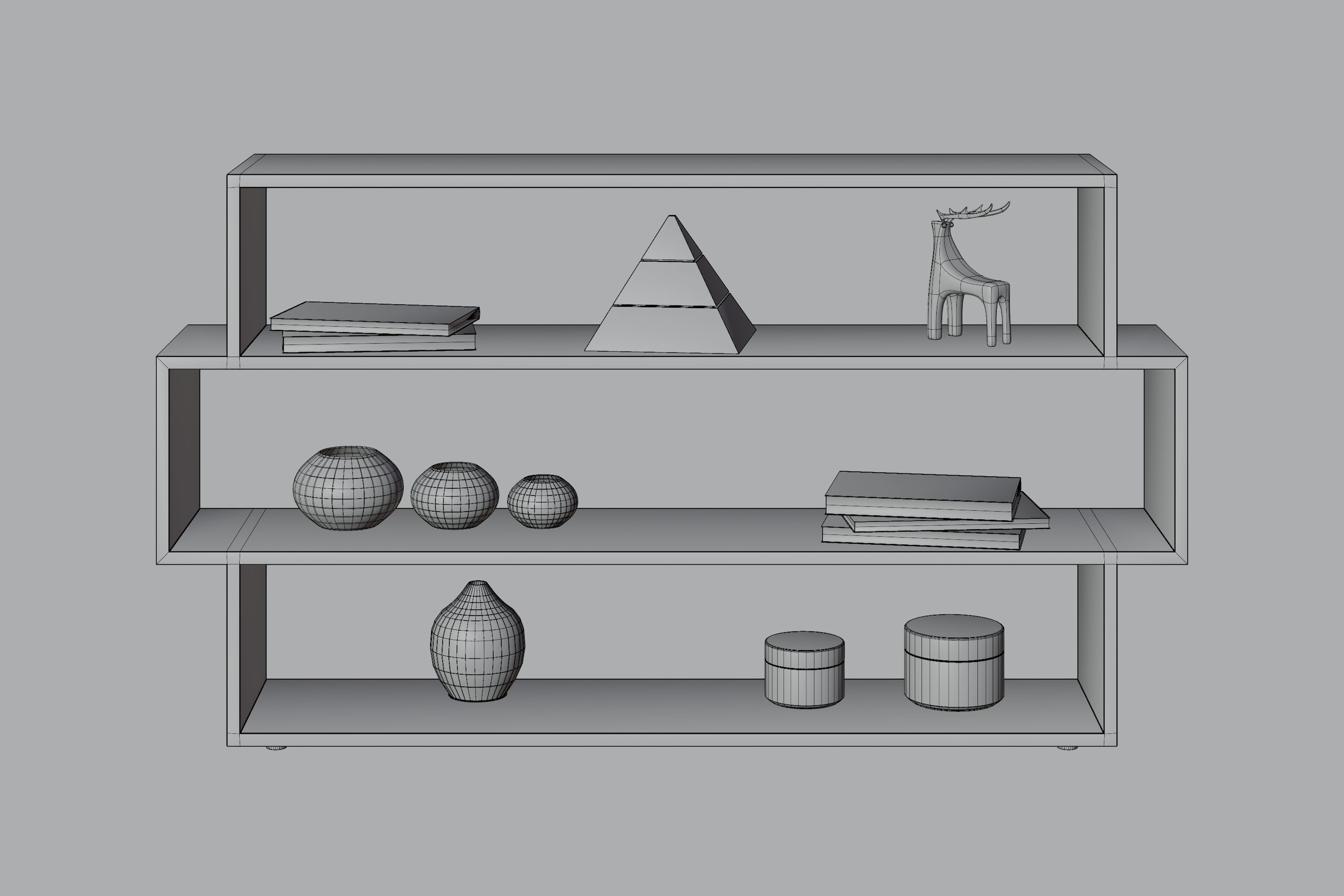 Modern Decorative Shelves Low-poly 3D model_10