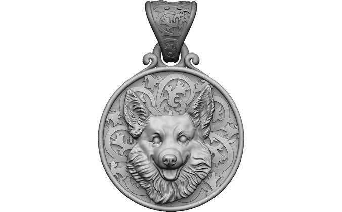 Dog Welsh Corgi pendant 3D print model 3D print model