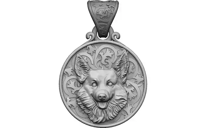 Dog Welsh Corgi pendant 3D print model