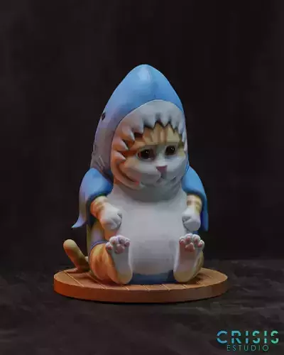 Little Cat with shark cosplay 