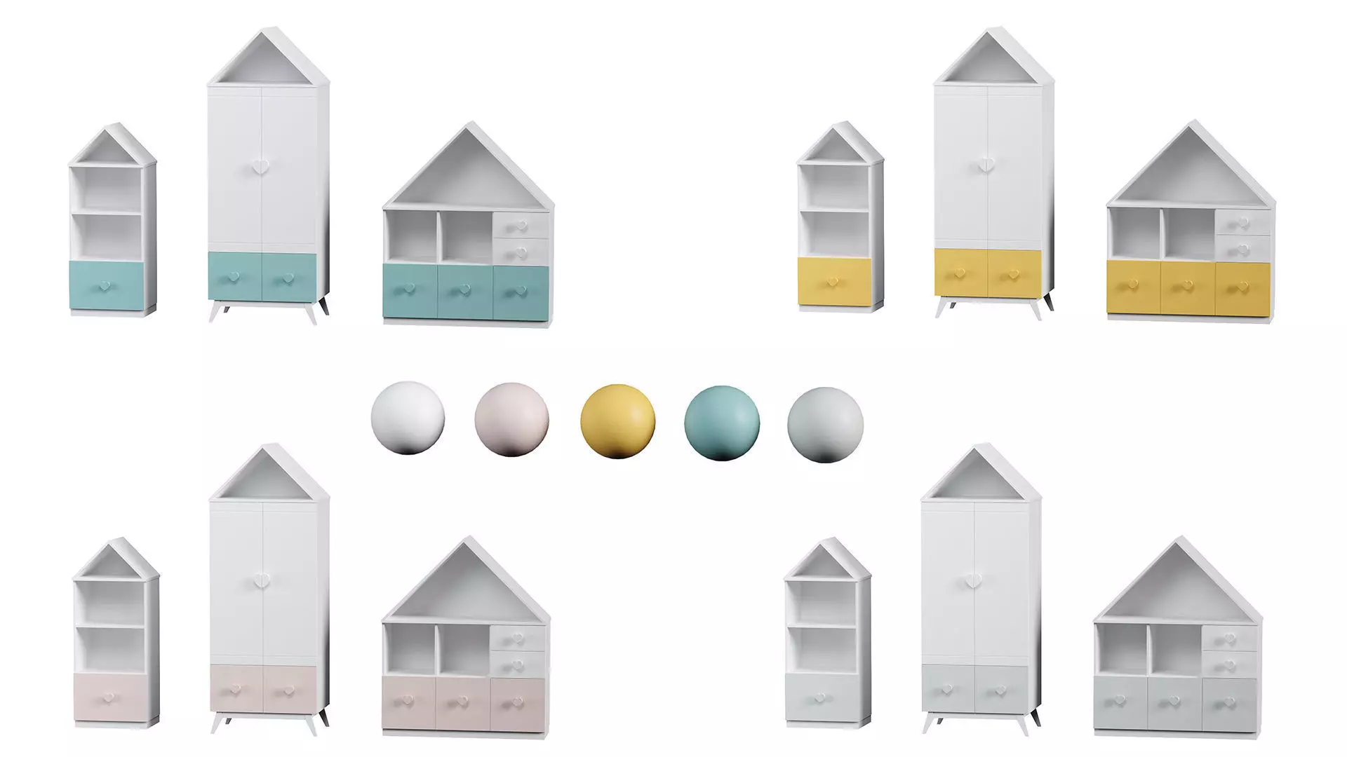 Furniture set toy house with drawers 3D model