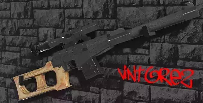Soviet Special Sniper Rifle VSS AKA Vintorez Low-poly 3D model