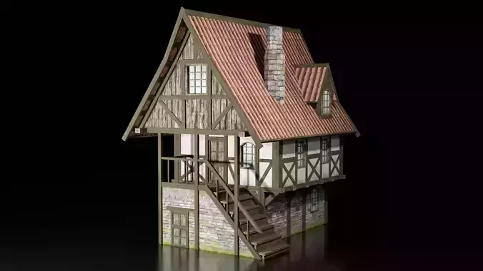 medieval house  Low-poly 3D model