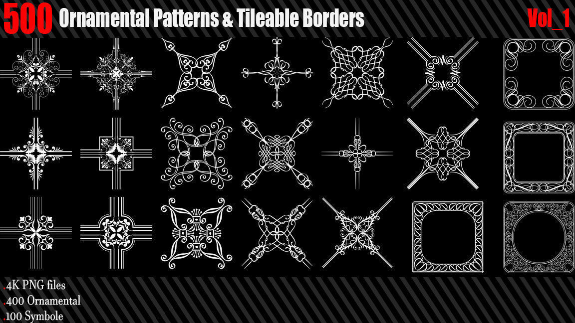500 Ornamental Pattern  Tileable Borders Vol 1 Texture_3