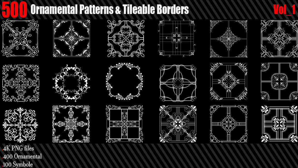 500 Ornamental Pattern  Tileable Borders Vol 1 Texture_2