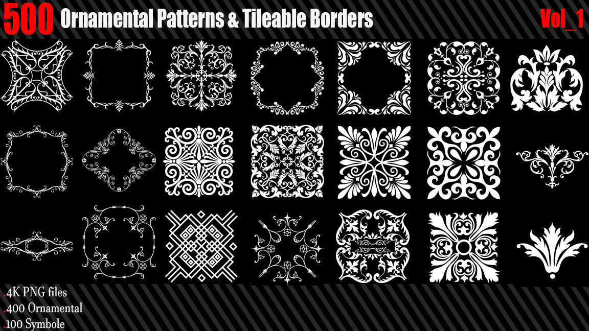 500 Ornamental Pattern  Tileable Borders Vol 1 Texture_1
