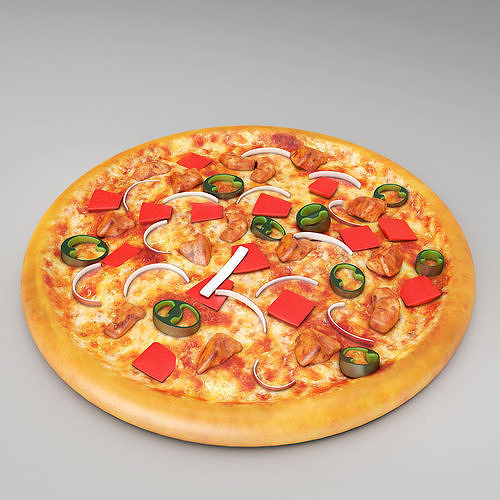 Chicken Pizza 3d model  3D model 2
