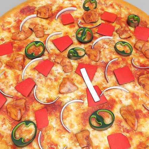 Chicken Pizza 3d model  3D model 3