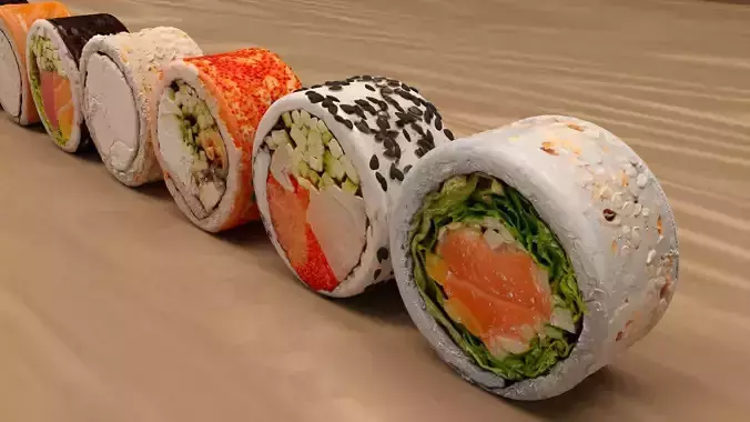 Rolls of sushi 3D model