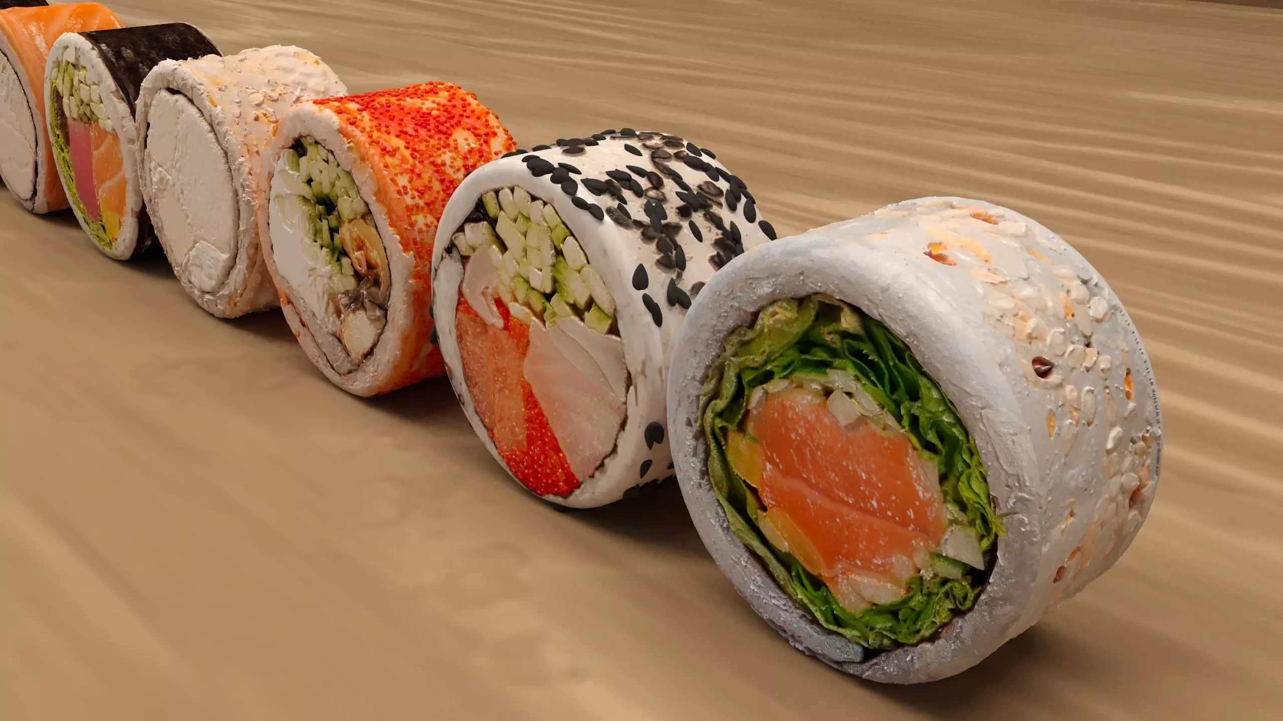 Rolls of sushi 3D model