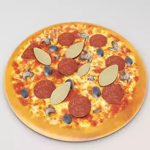 Mushroom Pizza 3d model 
