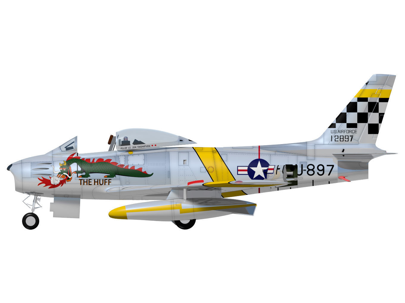 North American F-86 F Sabre 3D model_7