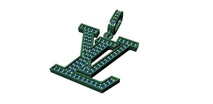 LV DIAMOND FASHION PENDANT 3D print model_3
