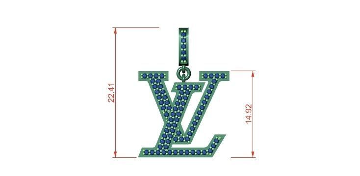 LV DIAMOND FASHION PENDANT 3D print model_6