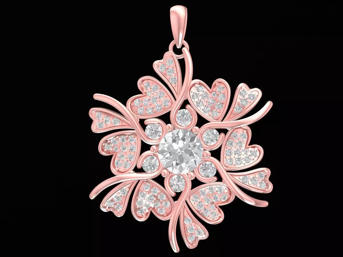 Luxury Floral Diamond Pendant Jewelry 3D Model 3230 3D print model