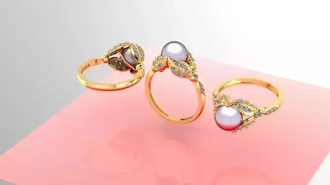 leaf ring with pearl