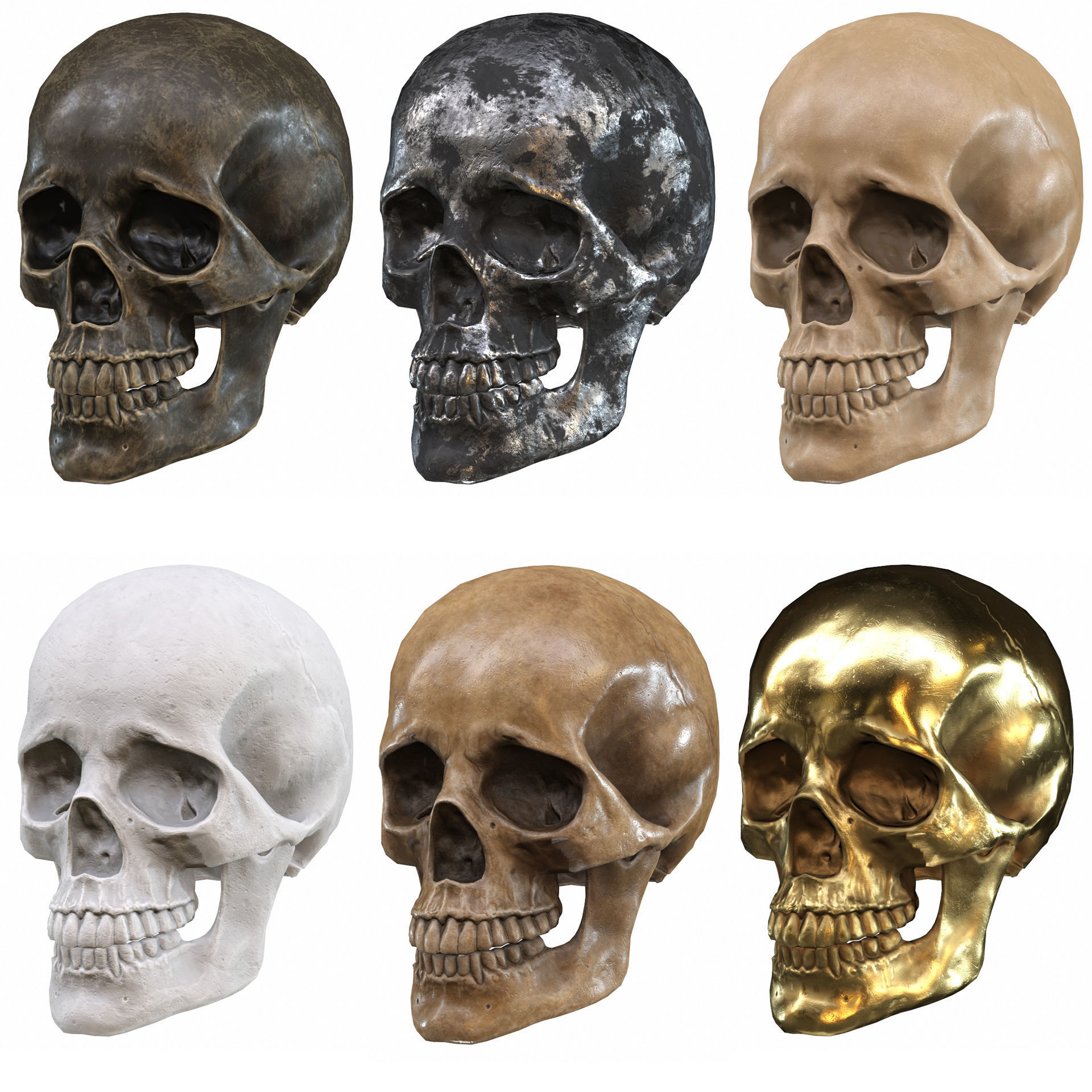 Skull LOW-POLY metal Low-poly 3D model_1