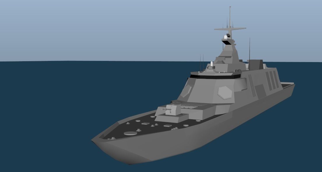 Stealth Frigate Low-poly 3D model_4