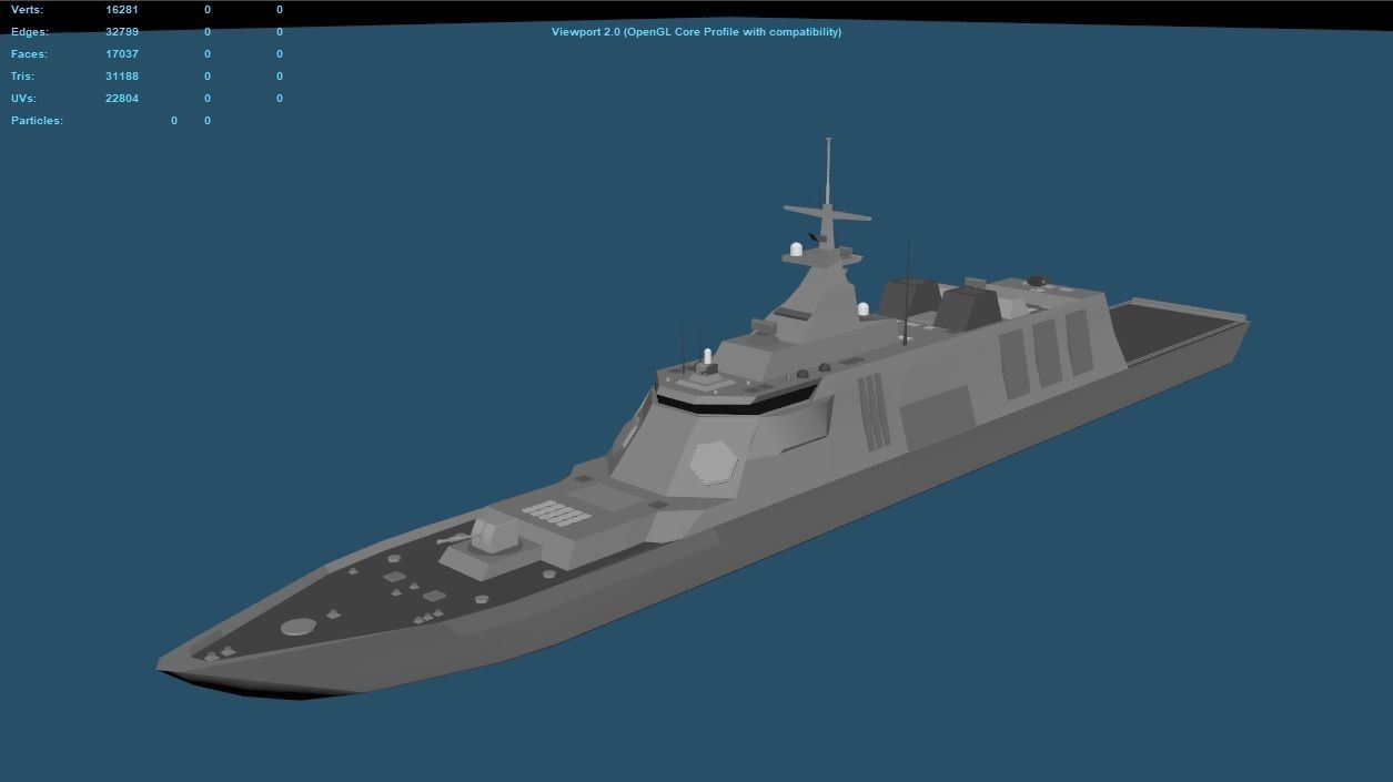 Stealth Frigate Low-poly 3D model_3