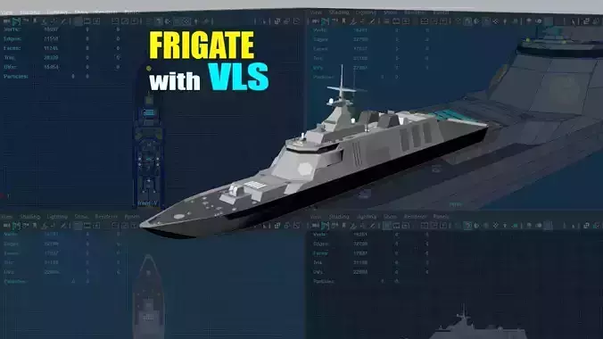 Stealth Frigate Low-poly 3D model