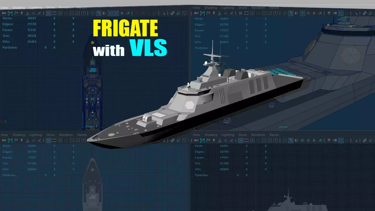 Stealth Frigate Low-poly 3D model_0