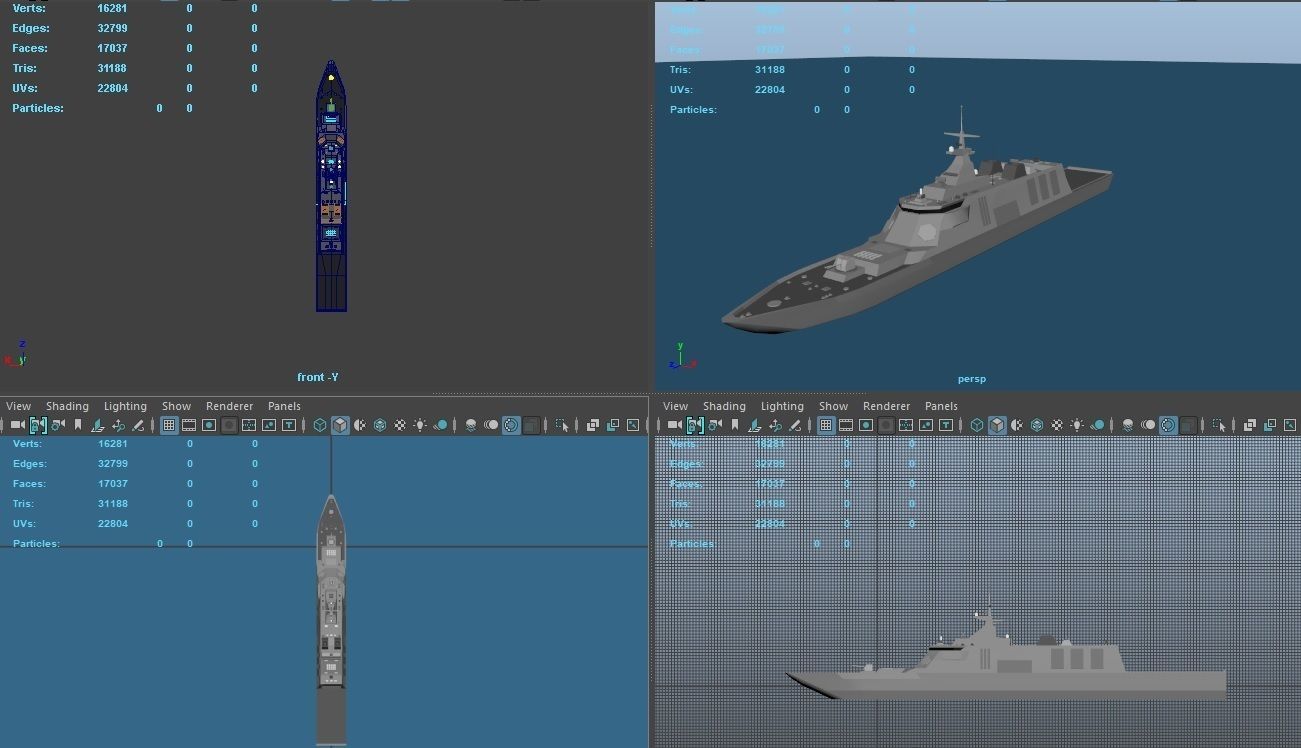 Stealth Frigate Low-poly 3D model_8