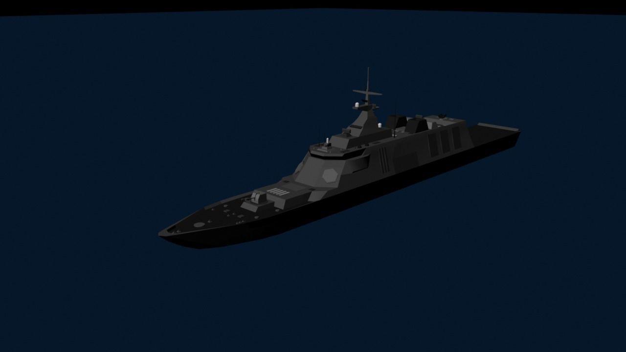 Stealth Frigate Low-poly 3D model_9