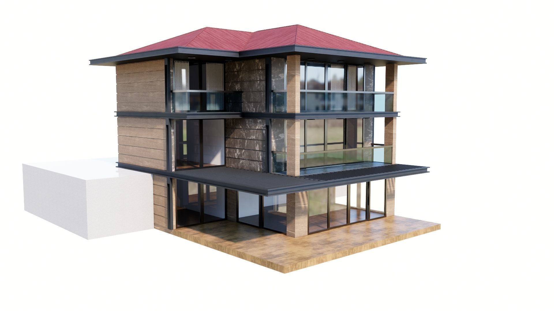 HOUSE 135 Low-poly 3D model_6
