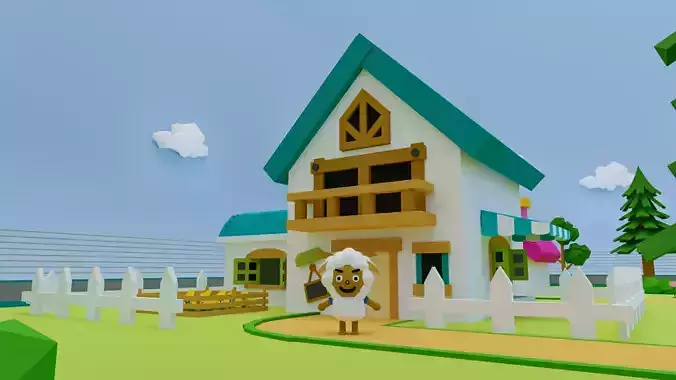 Little green cartoon house