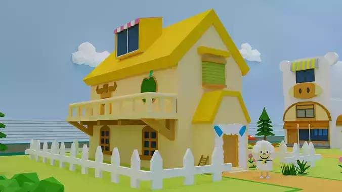 Little yellow cartoon house