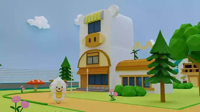 Cartoon Piggy House Free 3D model