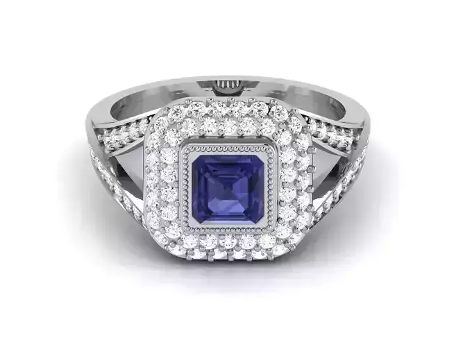 Women Solitaire Princess Stone Ring 3dm stl Render Detail