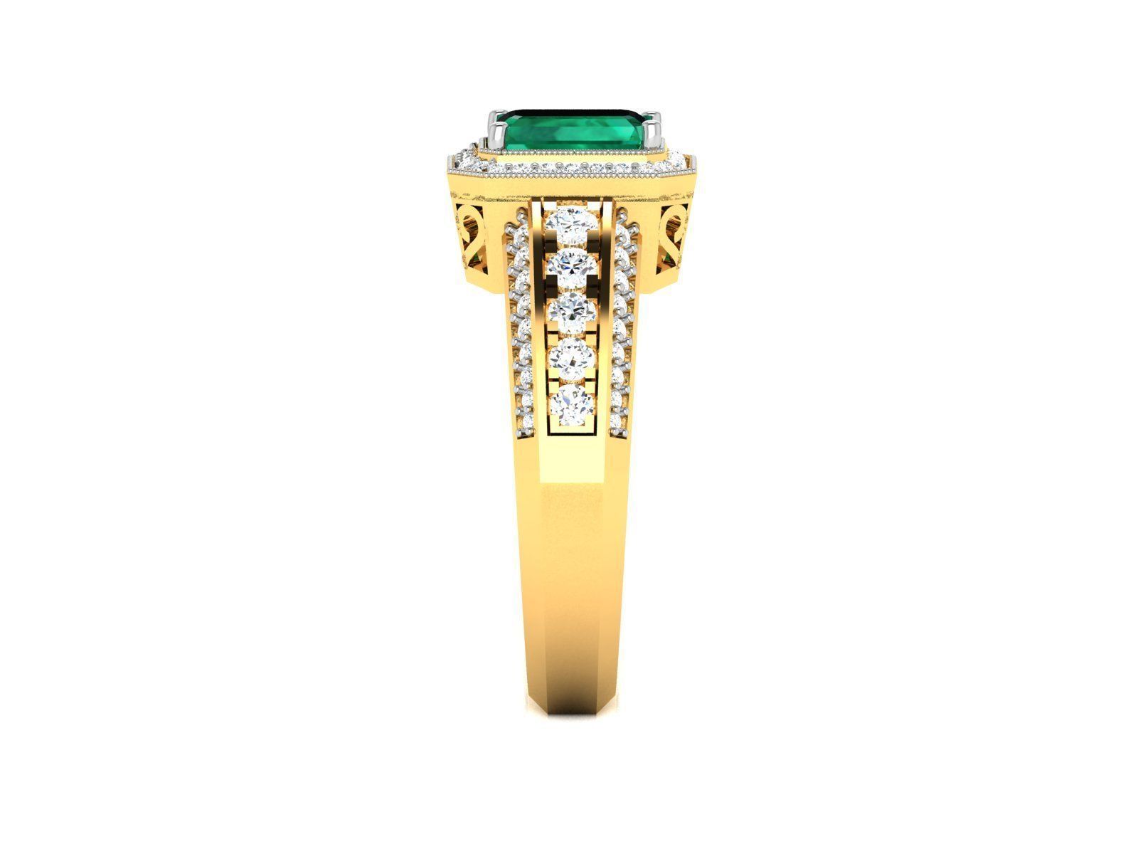 Women Solitaire Emerald Stone Ring 3dm stl Render Detail 3D print model_7