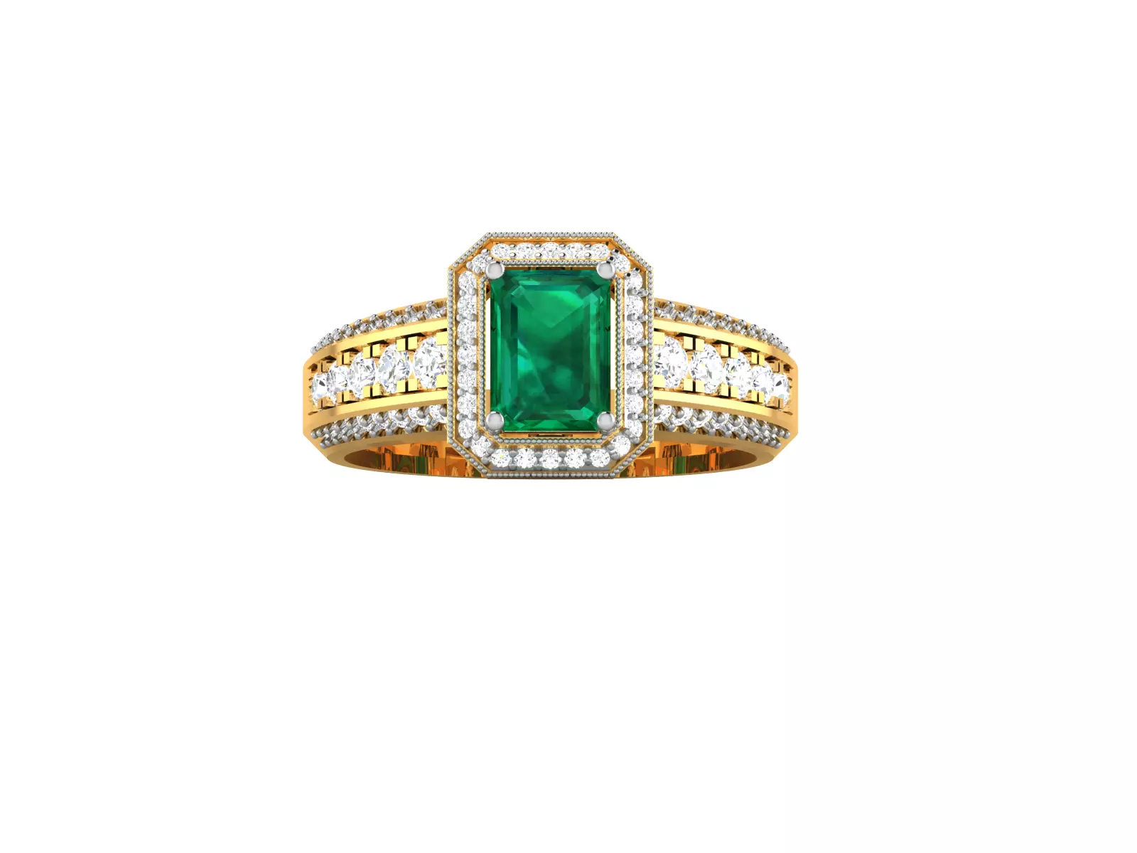 Women Solitaire Emerald Stone Ring 3dm stl Render Detail 3D print model_0