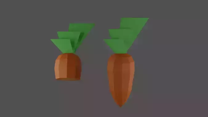 Carrot low-poly pair of pineapples Free 3D model